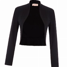 Belle Poque Festliche Bolero Damen Langarm schulterzucken schwarz einfach Bolero Mode Dirnd Jacke Warme Mantel Shrug Warme Strickjacke XL BP788-1