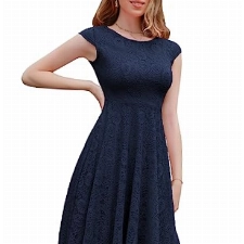 BeryLove Abendkleid Damen Elegant Cocktailkleid Kurz Ballkleid Jugendliche Kleider Damen Festlich Elegant BLP7040 Navy L
