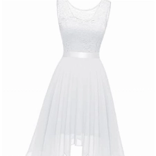 BeryLove Abendkleid Knielang Elegant Cocktail Kleid Coktail Kleider Asymmetrisches Kleid Damen BLP7039 White L
