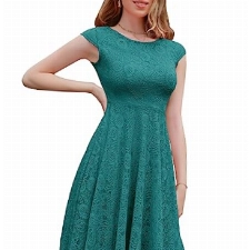 BeryLove Cocktailkleid Damen Elegant Abendkleider Elegant für Hochzeit Sommerkleid Damen Kurz Kleider für Hochzeitsgäste BLP7040 PeacockGreen L