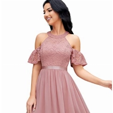 BeryLove Cocktailkleid Damen Elegant für Hochzeit Ballkleid Kurz Partykleid Damen Elegant 7061 Blush S