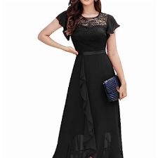 BeryLove Cocktailkleid Damen Lang Ballkleider Damen Lang Kleider Damen Festlich Abendkleid Lang Elegant für Hochzeit BLP7051 Black S