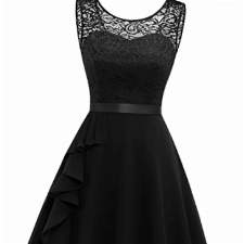 BeryLove Cocktailkleid Festliches Kleid Kleid mit Rüschensaum Ballkleid Kurz Abendkleider Elegant für Hochzeit BLP7052 Black XL
