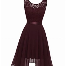 BeryLove Cocktailkleid Knielang Konfirmationskleid Kleider Damen für Hochzeit Festliche Kurze Abendkleider BLP7039 Burgundy S
