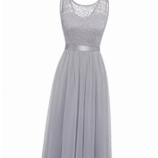 BeryLove Damen Abendkleider Abschlusskleid Lang Hochzeitskleid Chiffon Kleider Brautjungfernkleider Grau BLP7025 Grey XS