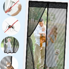 Beurseaf Fliegengitter Tür Magnet - Kratzfest Insektenschutz Balkontür - 90 x 210 cm Fliegenschutz Terassentür ohne Bohren - Mückenschutz Türvorhang Moskitonetz Tür, Schwarz