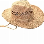 Black Jungle Beach Comber Strohhut Natur mit Kinnriemen Westernhut Cowboyhut, Strandhut