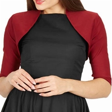BlackButterfly Maßgeschneiderte 3/4 Hülse Bolero (Burgunderrot, M)