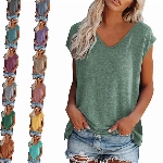 Bluse Damen Elegant ärmellose t-Shirt Tops Shirt Oberteile Frauen Schwarz Kleidung Frau Sommer Shirts Top Damen V-Ausschnitte Tshirt Casual Rundhals Klamotten Teenager Mädchen