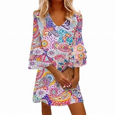 Blusenkleid Damen, Abendkleid Kurz Abendkleider Lang Elegant Für Hochzeit Lässiges Sommerkleid Für Damen Mit V Ausschnitt Halbarm Kleid Kleider Teenager(Mehrfarbig,M)