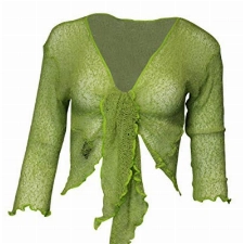 Bolero-Jacke, Strickware, schlicht, kurz, zum Schnüren, Grün One size