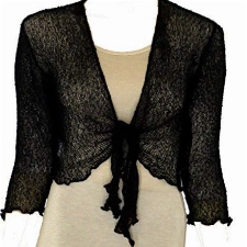 Bolero-Jacke, Strickware, schlicht, kurz, zum Schnüren, Schwarz One size