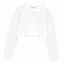 Bolerose Mädchen Langarm Bolero Funkeln Strickjacke Kinder (Weiß - Holografisches Funkeln, 13-14 Jahre)