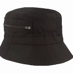Breiter Fischer-Hut | Bucket-Hat | Sonnen-Hut – aus 100% Baumwolle - mit 2 integrierten Tasche – Waschbar & Faltbar – Schwarz - Größe 61