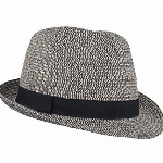 Breiter Strohhut Trilby, Sommerhut, Sonnenhut, 100% Papier, knautschbar, farbige Ripsb-Garnitur, Hautfreundlich & Bequem