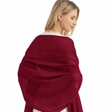 bridesmay Damen Halstuch Sommer Schal Festliche Stola für Abendkleid Hochzeit Chiffon Silk Scarf Dark Red M