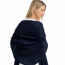 bridesmay Damen Halstuch Sommer Schal Festliche Stola für Abendkleid Hochzeit Chiffon Silk Scarf Navy L