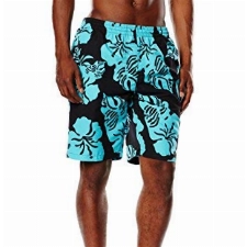 bugatti® - Moderne Herren Badeshort mit Blumenmuster in schwarz/Jade, Größe XXL