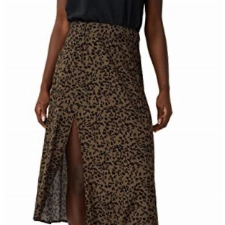 C&A Damen Rock Viskose Animalprint A-Linie dunkelgrün 42