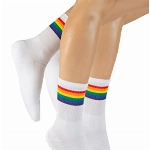 CALZITALY 2 Paar Unisex Socken mit Regenbogen Muster| Baumwolle Strümpfe für Damen und Herren | Grau, Weiss | 35/38-39/42-43/46 | Made in Italy (39/42, Weiß)