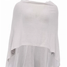 Cashmere Dreams Poncho-Schal aus Baumwolle - Hochwertiges Cape für Damen - Umhängetuch und Tunika - Strick-Pullover - Sweatshirt - Stola für Sommer und Winter Zwillingsherz,Einheitsgröße,Hellgrau