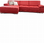CAVADORE Ecksofa Corianne in Lederoptik / Couch inkl. Armteilverstellung und Longchair in modernem Design / 282 x 80 x 162 / Kunstleder, rot
