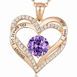 CDE Kette Damen 925 Sterling Silber Rosegold Forever Love Herz Geburtsstein Anhänger Halskette für Frauen Schmuck Geburtstags Geschenk für Sie Frau Freundin Mama Valentinstag Weihnachten Muttertags