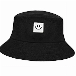 Chalier Smileygesicht Fischerhut, Mode Draussen Baumwolle Bucket Hat Sonnenhut, Weich und Atmungsaktiv Faltbarer Unisex Strandhut Sommerhut, Schwarz