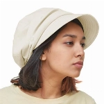 CHARM Bio-Baumwolle Sonnenhut für Frauen - Sommer Frühling Klappvisier für UV-Schutz, Chemo Empfindliche Haut Elfenbein