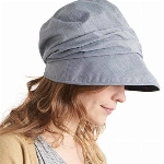 CHARM Damen Bio-Baumwolle Sommer Sonnenhut - Chemo Weite Krempe Visior Cap UV Schutz Dunkelblau