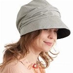 CHARM Damen Bio-Baumwolle Sommer Sonnenhut - Chemo Weite Krempe Visior Cap UV Schutz Hellgrau