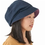 CHARM Sonnenhut Damen Sommer Mütze - Wendbar Faltbar Bio Baumwolle Japanisch Lila & Navy