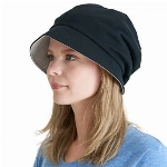 CHARM Sonnenhut Damen Sommer Mütze - Wendbar Faltbar Bio Baumwolle Japanisch Schwarz & Hellgrau