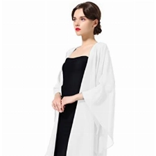 Chiffon Schal Stola Bolero Damen Für Abendkleid Festlich Hochzeit Braut Frühling Sommer Jacke, Ivory, Einheitsgröße