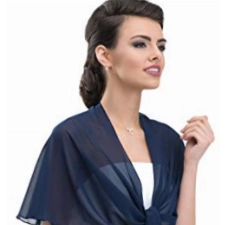 Chiffon Stola Chiffonschal perfekt zu jedem Brautkleid - Abendkleid, Hochzeit Abend Gala Empfang - RUTSCHT NICHT - MARINEBLAU (tiefes, sehr dunkles Blau - Nachtblau) - ca. 245cm lang