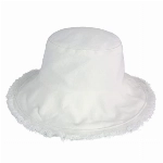 CHOK.LIDS Ausgefranste Eimer Hüte für Frauen Männer Unisex Trendy Gewaschene Baumwolle Floppy breite Krempe Boonie Outdoor Sommer Strand Kopfbedeckungen (Weiß)