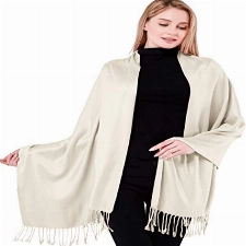 CJ Apparel Off-weiße Einheitliche Farbe Nepalesisch Schultertuch Schal Zweite Wahl Schultertücher Wrap Pashmina NEU