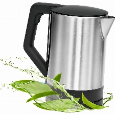 Clatronic WKS 3692 Wasserkocher verdecktes heizelement, automatische Abschaltung, Basisstation mit Kabelaufwicklung, 1,5 L, 2200 W, edelstahl, schwarz, Schwarz/Edelstahl, único