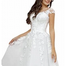 CLLA dress Frauen Scoop Brautkleider ärmellose Spitze Applikationen Brautkleid für Braut Kurz Hochzeitskleider(Weiß,40)