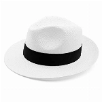 Colours & Beauty Made in Italy Panama Hut weiß mit schwarzen Band Damen und Herren | Sommerhut Mädchen | Sonnenhut Herren | Strohhut Damen | Kappe Damen Sommer | Fedora Hut Herren | Sommermütze