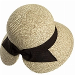 Comhats Faltbarer Strohhut für Damen Sonnenhut am Strand UV Schutz Sommerhut Garten Pferdeschwanz 94562_beige3