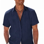 COOFANDY Hemden Herren Kurzarm Leinenhemd Kariert Slim Fit Leinenshirt Männer Basic Hemden Navy L