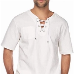 COOFANDY Herren Leinenhemd Kurzarm Leinen T-Shirt Männer Vintage Fischerhemden Sommer Freizeithemd Yoga Shirt Leichte Atmungsaktives 70-weiß XXL