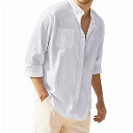 COOFANDY Leinen Hemd Langarm Herren Hemden Regular Fit Leinenhemd Sommer Herrenhemd Freizeithemden Langarmshirt Men´s Casual Shirt Weiß XL