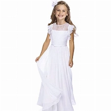 CQDY Blumenmädchenkleider für Hochzeit Mädchen Blumenspitze Kleid Blumenkleid Festzug Brautjungfer Taufe mit großer Schleife 2-13 Jahre, weiß, 8-9 Jahre