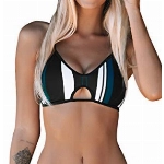 CUPSHE Damen Bikini Set Cut-Out Bustier Bikinioberteil Streifen Bademode Zweiteiliger Badeanzug Mehrfarbig S
