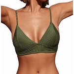 CUPSHE Damen Bikini Set Triangel Breites Unterbrustband Gerippte Bademode Zweiteiliger Badeanzug Armee Grün L