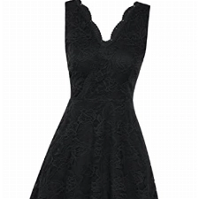 Damen A-Linie Party Kleid Elegant Kleid V-Ausschnitt Spitze Brautjungfer Cocktailkleid Ärmellos Swing Knielang Hochzeitsgastkleid Midikleid