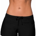 Damen Badeshorts Kurze Badehose UV Schutz Shorts Strand Wassersport Boardshorts Schnell Trocknendes Schwimmhose Schwimmshorts Schwarz 2XL