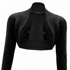 Damen Bolero Langärmlig Cropped einfarbig Größe 34-42 Gr. One size, Schwarz